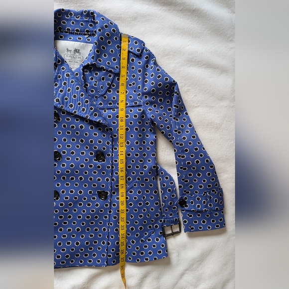 Coach Woman's Trench Coat Royal Blue Jacket Leather Collar 100% Cotton Size M - Picture 13 of 17